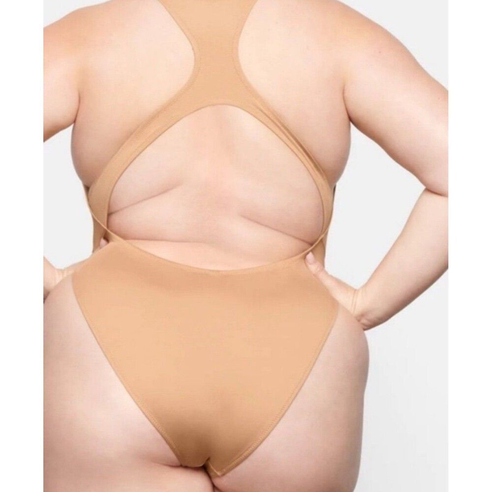 Skims Swim Monokini Swimsuit Ochre Medium - Picture 5 of 8